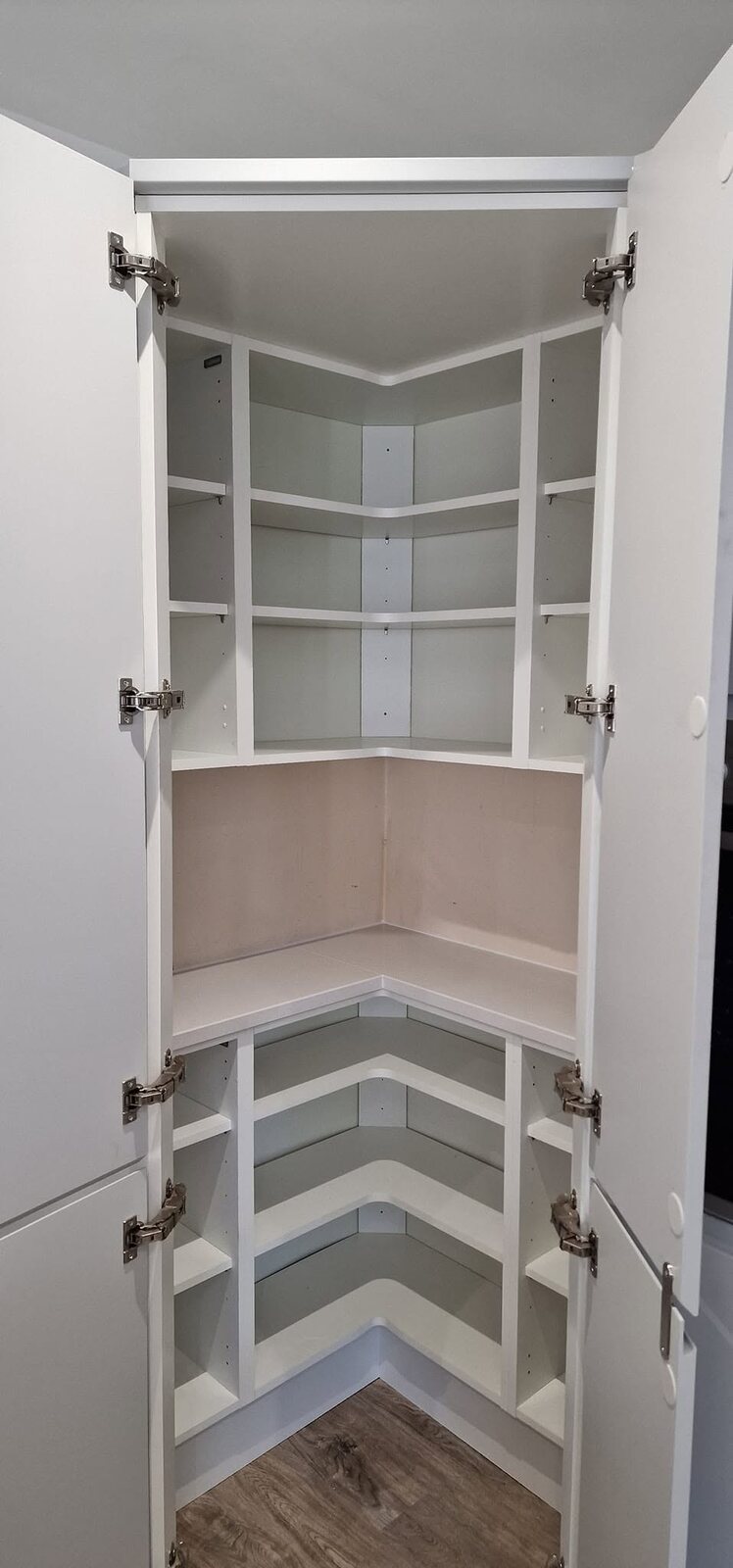 New walk-in corner larder unit with fitted shelving